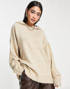 Na-kd Knitted Hoodie In Beige-neutral
