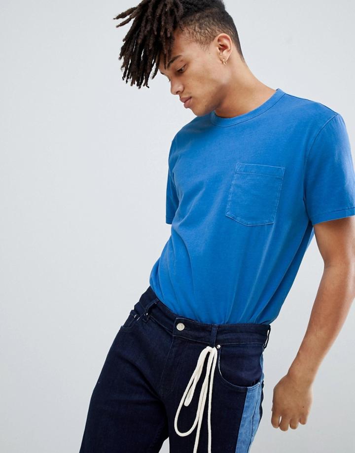 Weekday Anton Washed Pocket T-shirt Blue - Blue