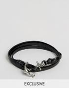 Seven London Leather Anchor Hoop Bracelet Exclusive To Asos - Black