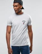 Asos T-shirt With Contrast Neck Trim And Mickey Print - Light Gray Marl