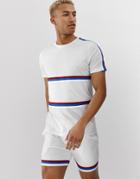 Asos Design Two-piece T-shirt With Contrast Mesh Panels And Taping In White