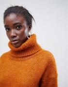 Asos White Mohair Roll Neck Sweater - Brown