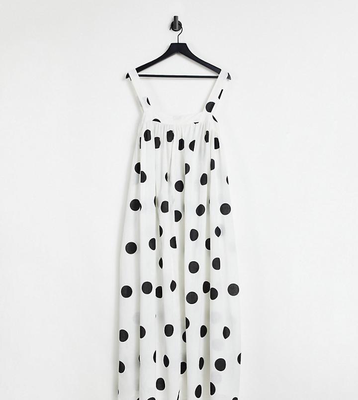 Asos Design Curve Trapeze Maxi Dress In Oversized Mono Spot Print-multi