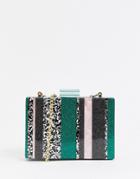 Asos Design Marble Boxy Clutch Bag In Glitter Color Block - Multi