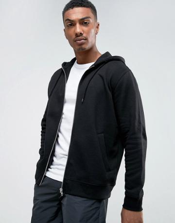 Weekday Bom Zipped Hoodie - Black
