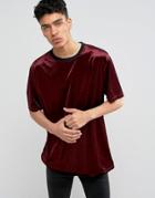 Asos Oversized Over Head Woven Tee In Velvet - Red