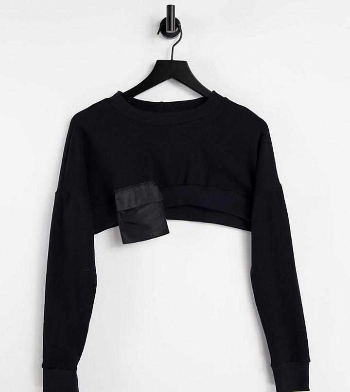 Asyou Cropped Utility Sweatshirt In Black-neutral