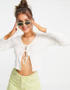 Brave Soul Rita Tie Front Cardigan Top-white