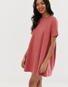 Asos Design Mini T-shirt Dress With Smock Back-pink