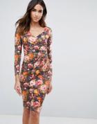 Vesper Long Sleeve Floral Dress - Orange
