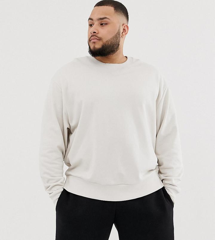 Collusion Plus Sweatshirt In Ecru-white