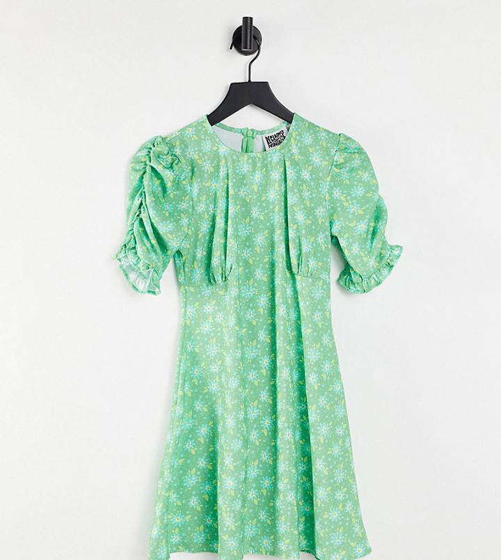 Reclaimed Vintage Inspired Mini Tea Dress With Bust Seam Detail In Ditsy Print-multi