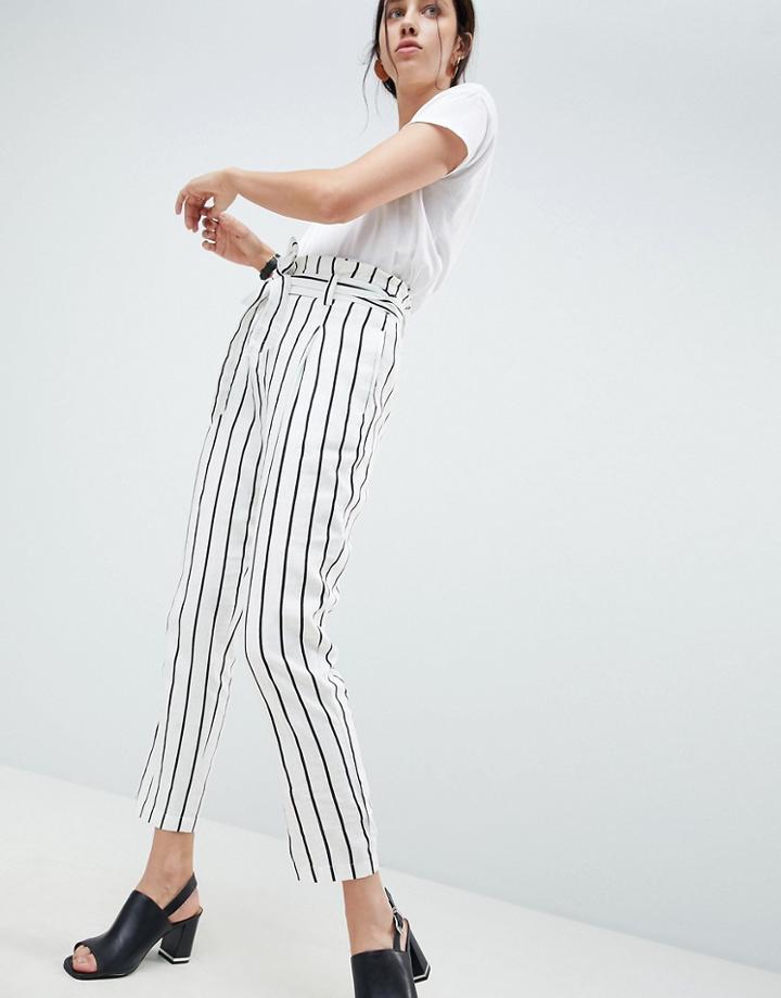 Asos Design Tailored Casual Tie Waist Linen Peg Pants - Multi