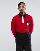 Asos Mickey Longline Long Sleeve Rugby Polo - Multi