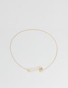 Cheap Monday Safety Pin Necklace - Gold