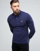 Lyle & Scott Long Sleeve Pique Polo Regular Fit Eagle Logo In Navy - Navy