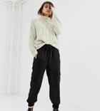 Stradivarius Satin Parachute Pants In Black