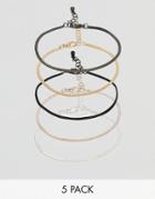 Asos Design Ditsy Bracelet Chain Pack In Mixed Metals - Multi