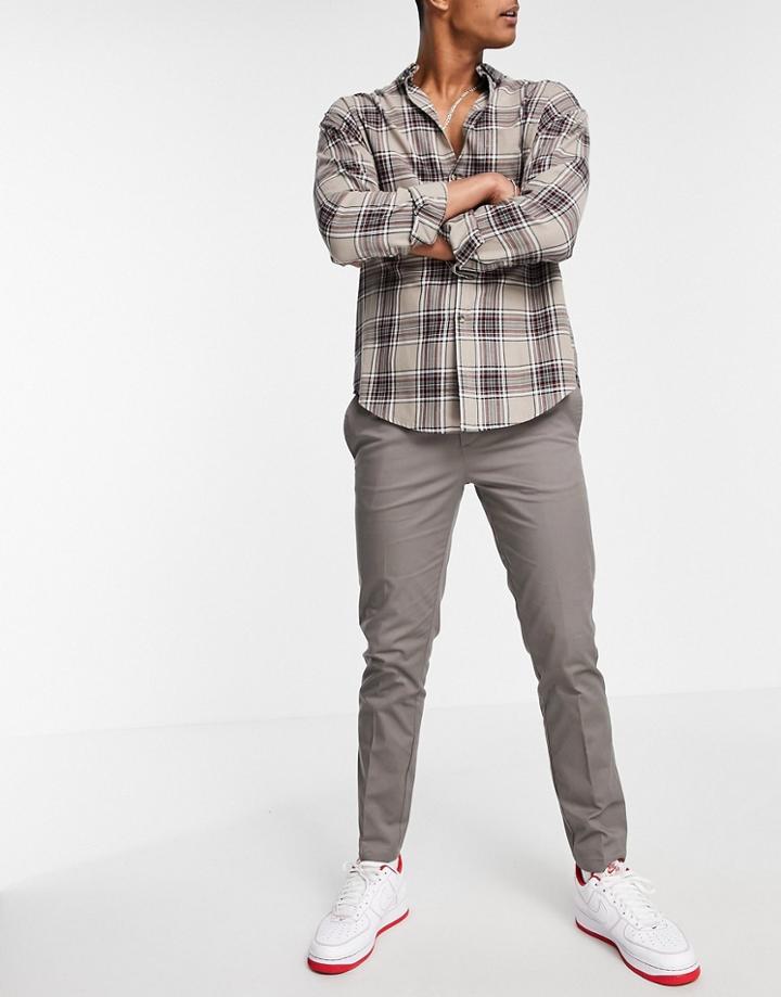 River Island Skinny Chinos In Gray-grey
