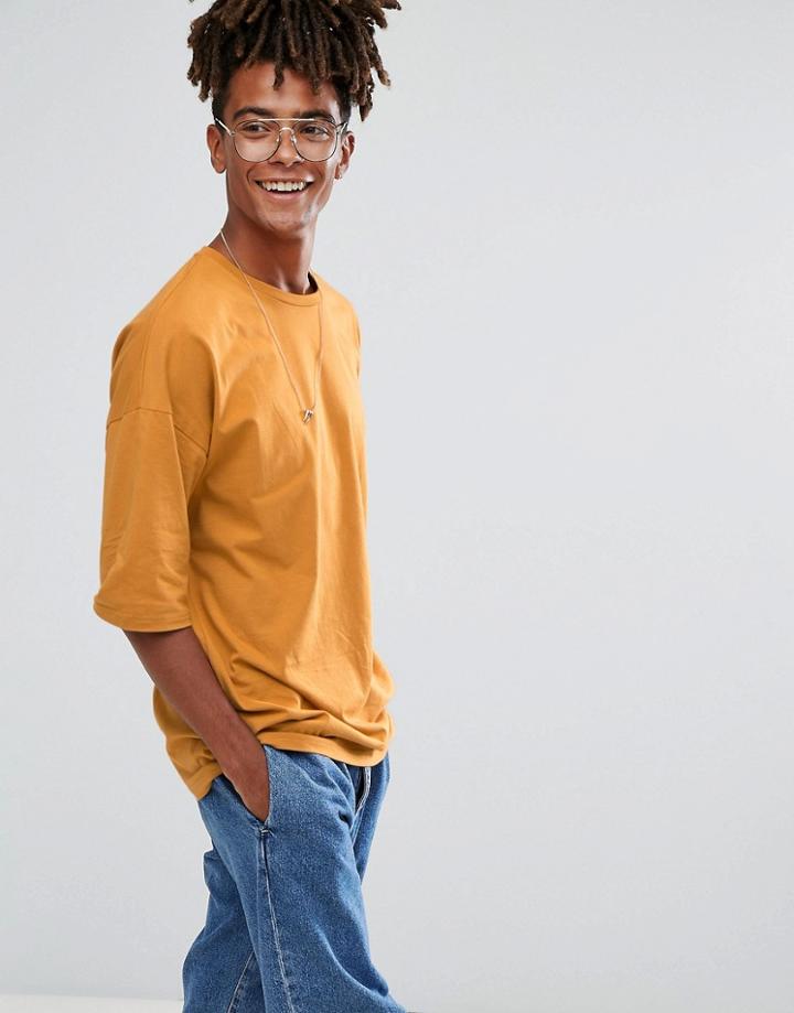 Asos Oversized T-shirt With Crew Neck - Yellow