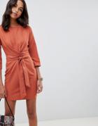 Asos Design Tie Wrap Around Mini Dress - Red