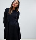 Asos Design Maternity Long Sleeve Cotton Smock Dress