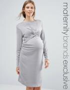 Bluebelle Maternity Slinky Knot Front Dress - Silver