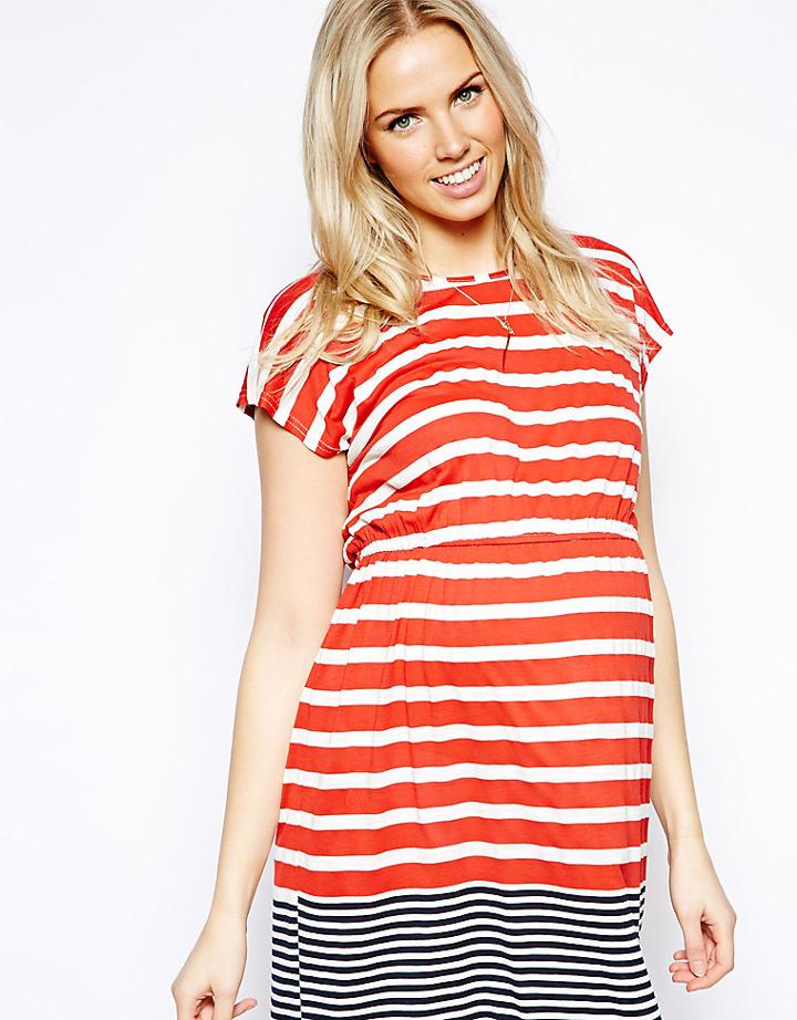 Asos Maternity Exclusive Skater Dress In Stripe - Multi