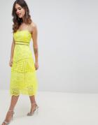 Asos Design Premium Lace Broderie Prom Dress - Yellow
