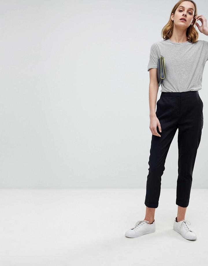 Asos Tailored Linen Cigarette Pants-black