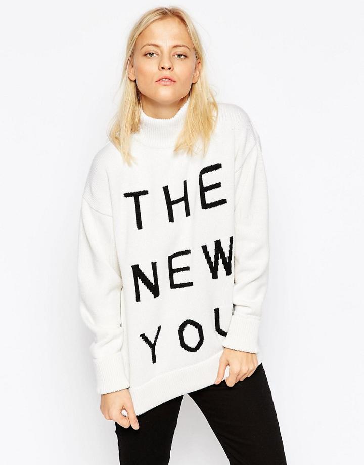 Wood Wood Amy Slogan Sweater - White