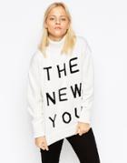 Wood Wood Amy Slogan Sweater - White