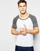 Asos T-shirt With Scoop Neck And Contrast Raglan Sleeves