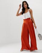 The Girlcode Wide Leg Pants With D Ring Belt In Copper - Copper