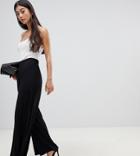 Asos Design Petite Jersey Basic Wide Leg Pants-black