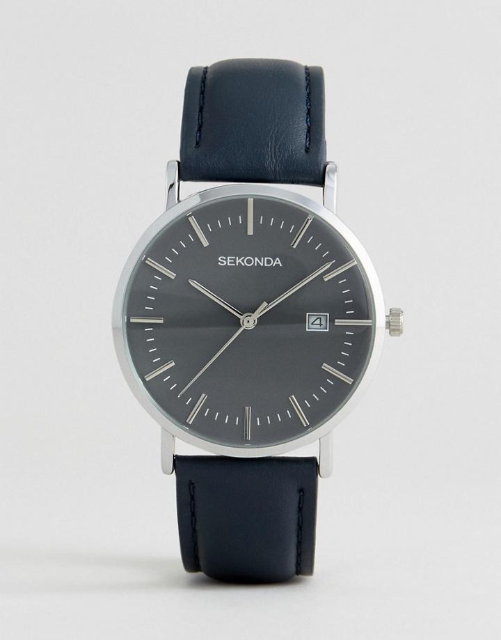 Sekonda Navy Leather Watch Exclusive To Asos - Navy