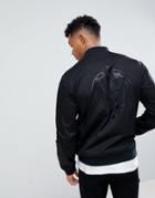Versace Jeans Bomber Jacket In Black With Logo Back Print - Black