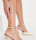 Asos Design Wide Fit Sparkle Embellished Mid Heeled Shoes In Jacquard-multi