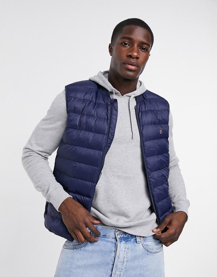 Farah Stanstall Padded Vest In Blue-navy