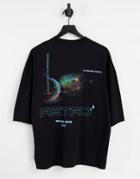 Asos Design Oversized T-shirt In Black Organic Cotton With Photographic Back Print
