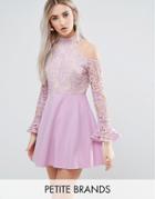 Missguided Petite Cold Shoulder Lace Skater Dress - Purple