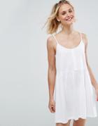 Asos Cami Smock Dress With Button Placket - White