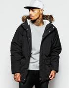 Supremebeing Parka Jacket With Faux Fur Hood - Black