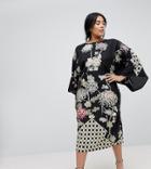 Asos Curve Patchwork Embroidered Kimono Midi Dress - Multi