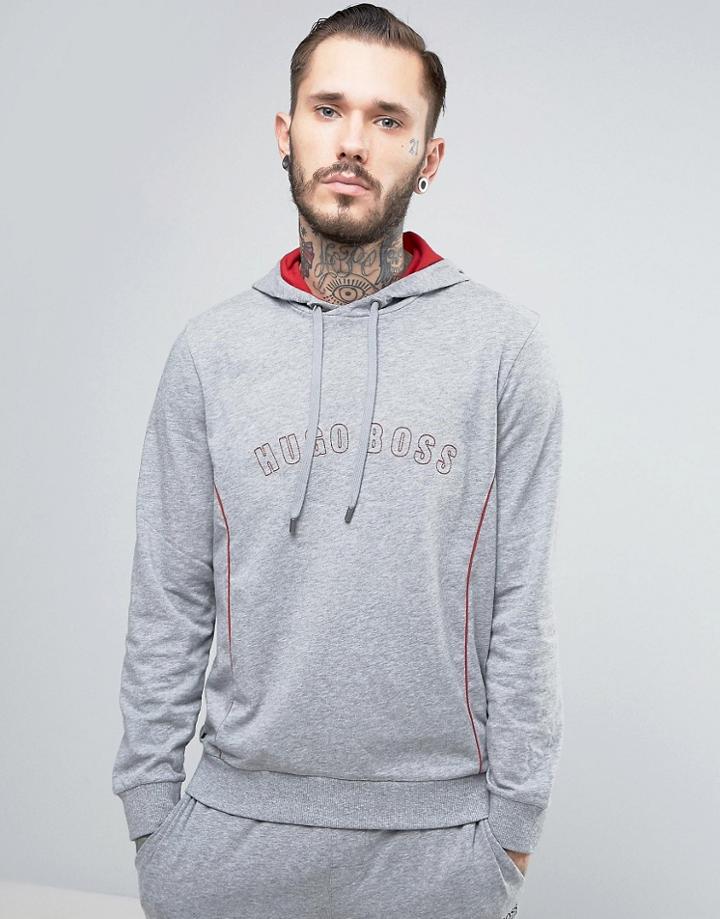 Boss By Hugo Boss Logo Hoodie In Regular Fit Grey - Gray