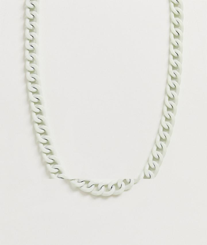 Asos Design Short Chunky Neckchain In Glow In The Dark - White