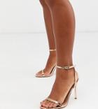 Asos Design Wide Fit Nova Barely There Heeled Sandals In Rose Gold
