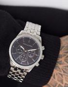 Asos Design Bracelet Watch With Matte And Shiny Design In Silver Tone