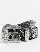 Asos Edition Western Belt In Faux Snakeskin-multi