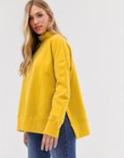 French Connection High Neck Side Split Sweat-yellow